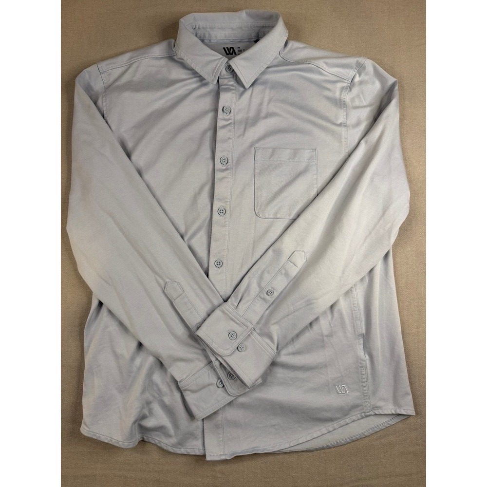 VRST Mens Light Blue Long Sleeve Button Down Performance Shirt Size M